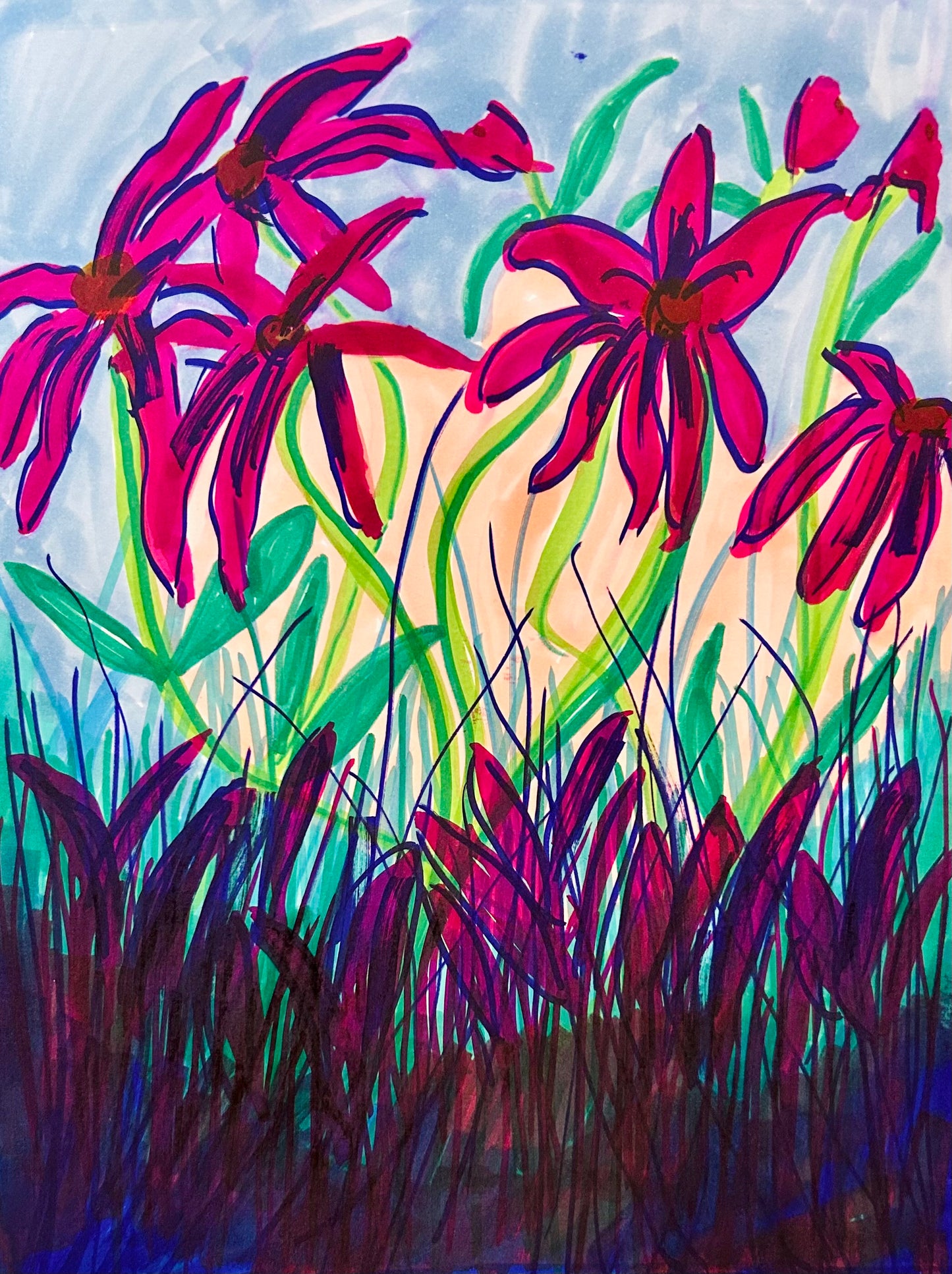 Abstract Floral Collection - Set of Four, 9" x 12"