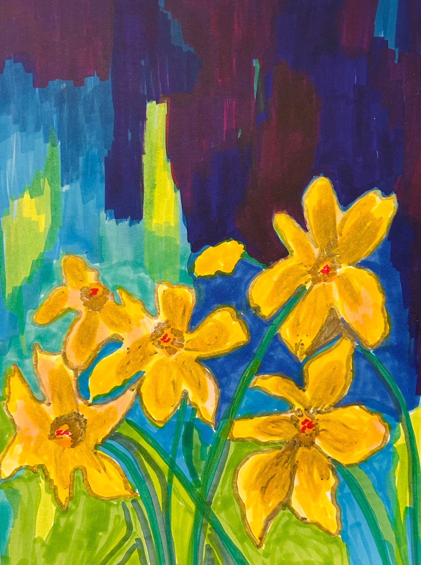 Abstract Floral Collection - Set of Four, 9" x 12"