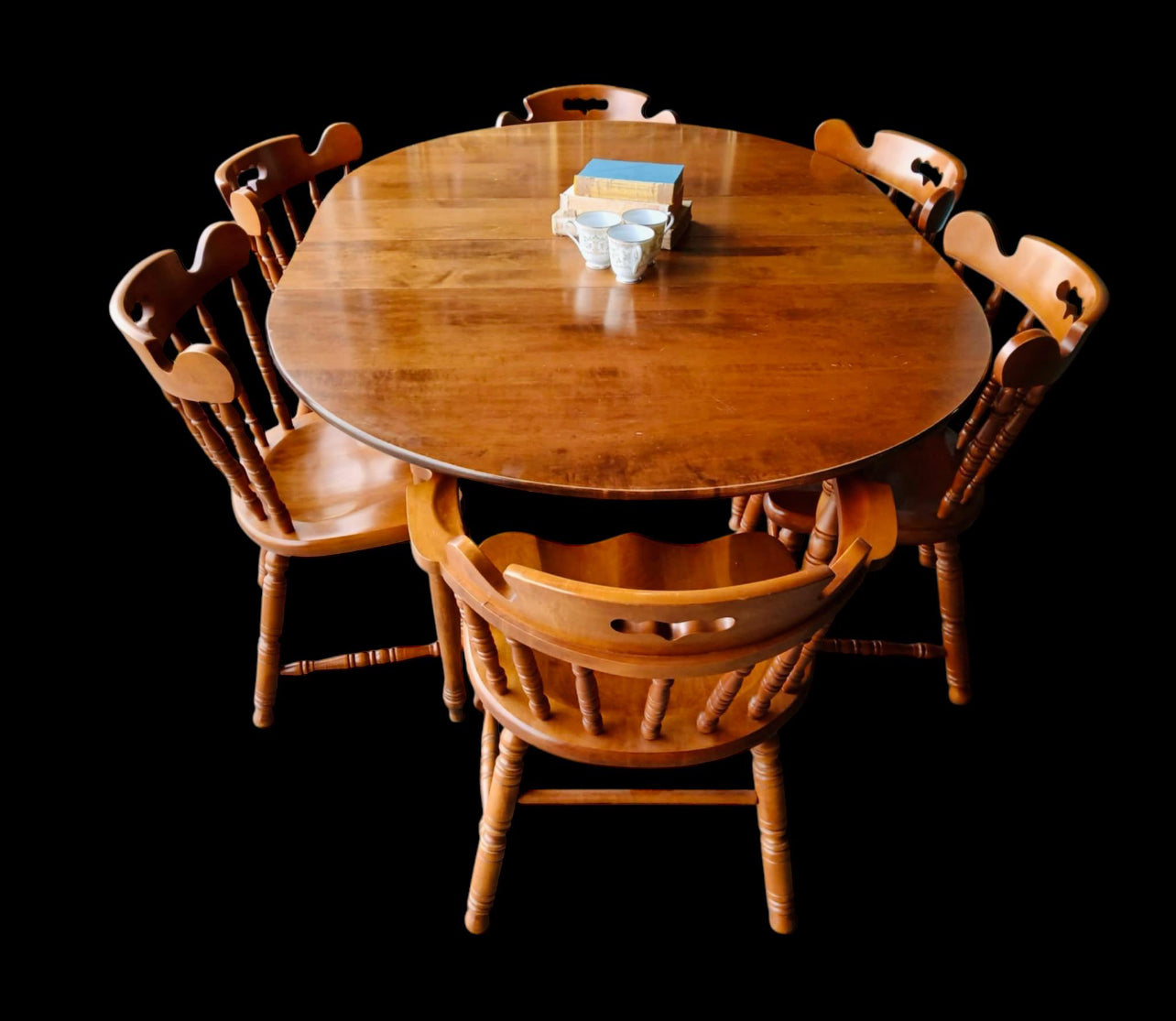 Vintage Tell City Maple 7 Piece Dining Set with Table and Windsor Chairs