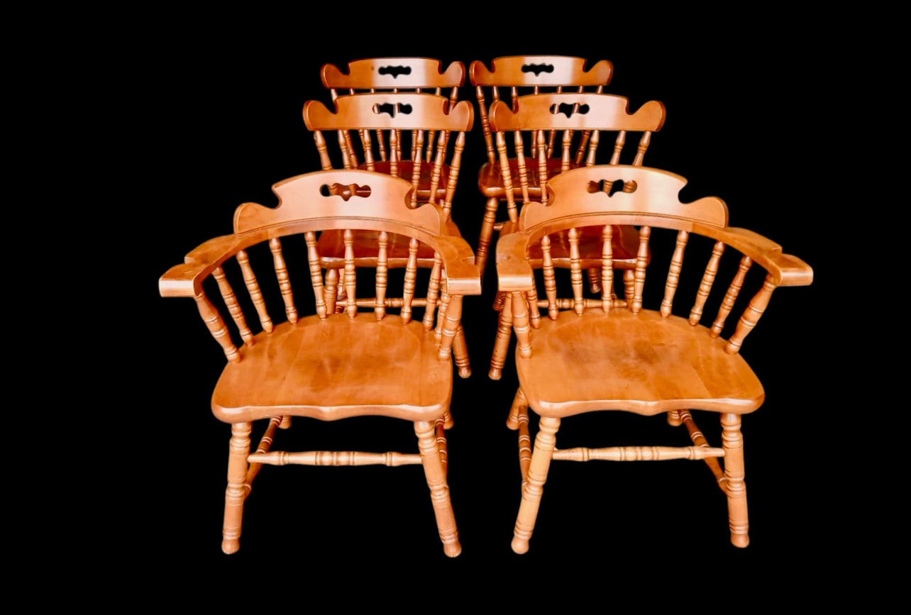 Vintage Tell City Maple 7 Piece Dining Set with Table and Windsor Chairs