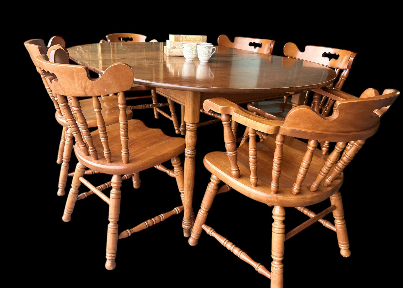 Vintage Tell City Maple 7 Piece Dining Set with Table and Windsor Chairs