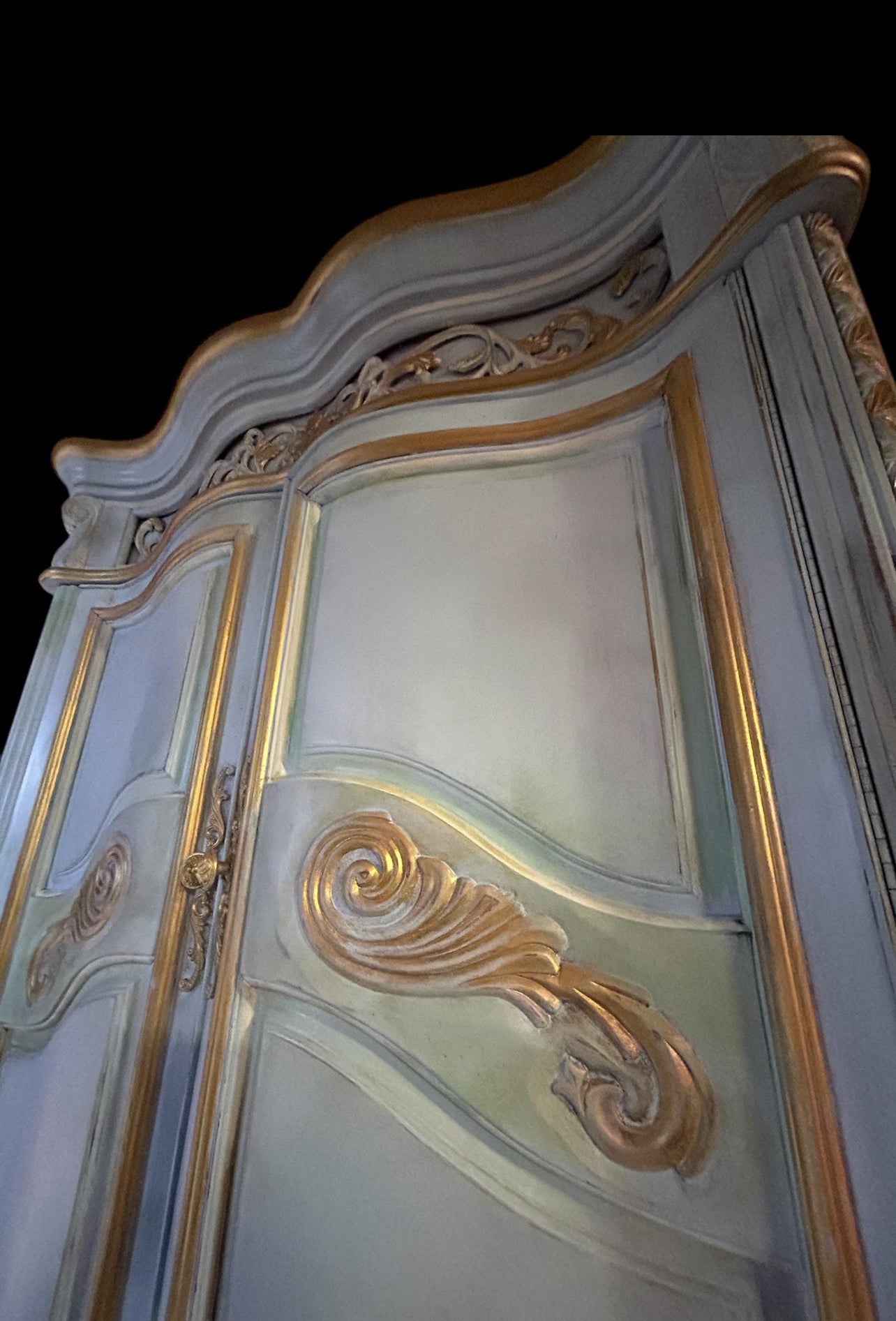 Vintage French Blue Armoire Cabinet