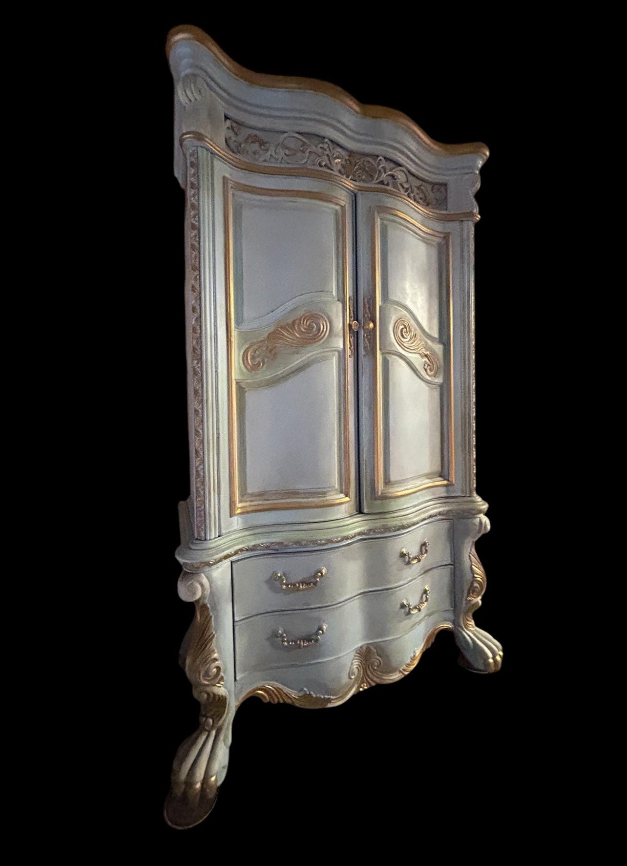 Vintage French Blue Armoire Cabinet