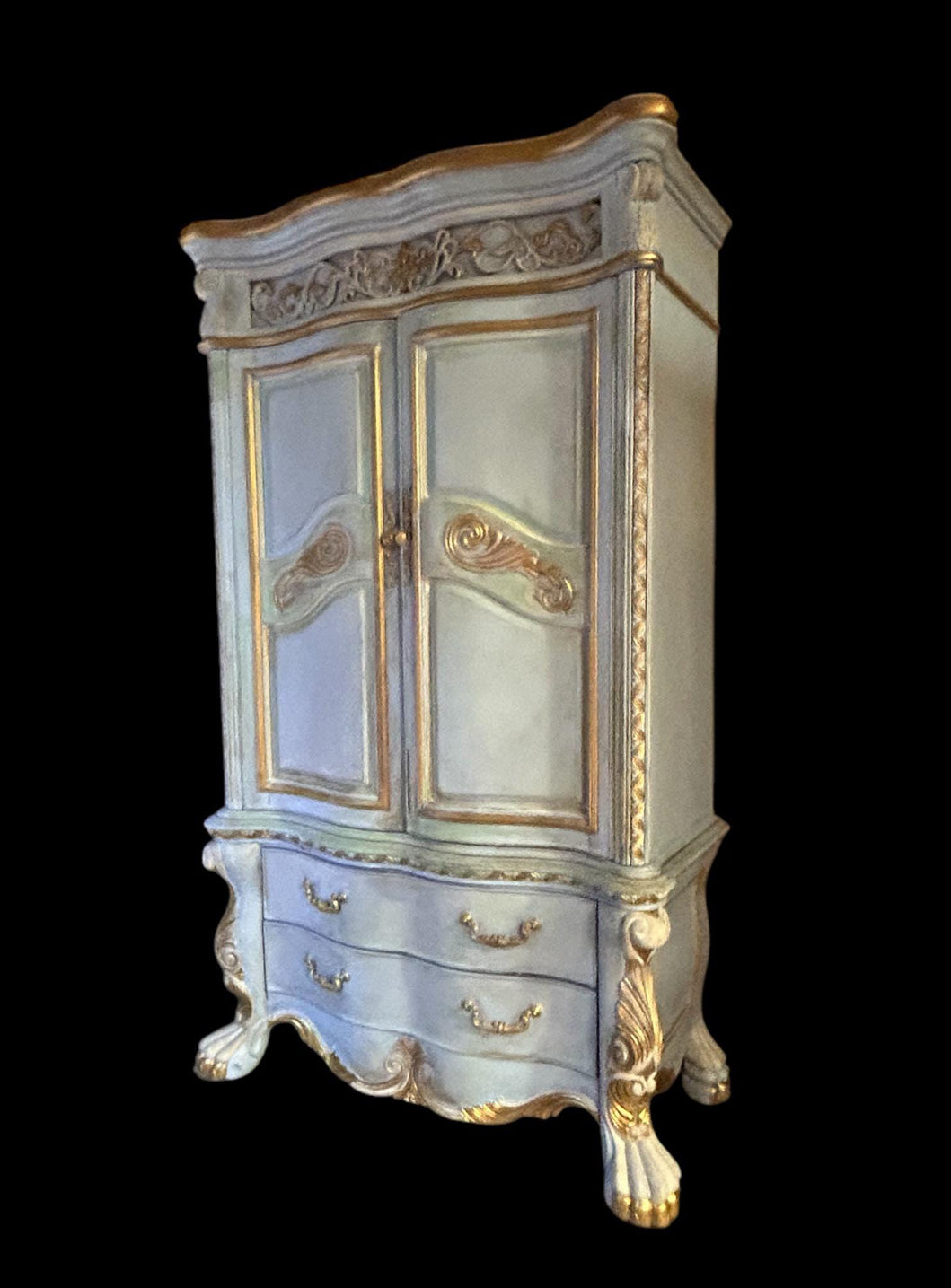 Vintage French Blue Armoire Cabinet