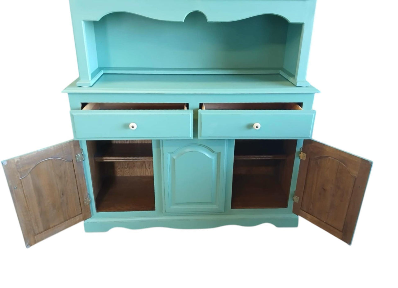 Vintage Green Dish Cabinet Hutch