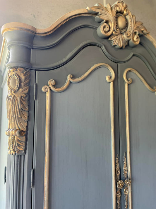 Custom Order Option: Custom Order Option: French Style Vintage Blue Armoire on Caster Wheels