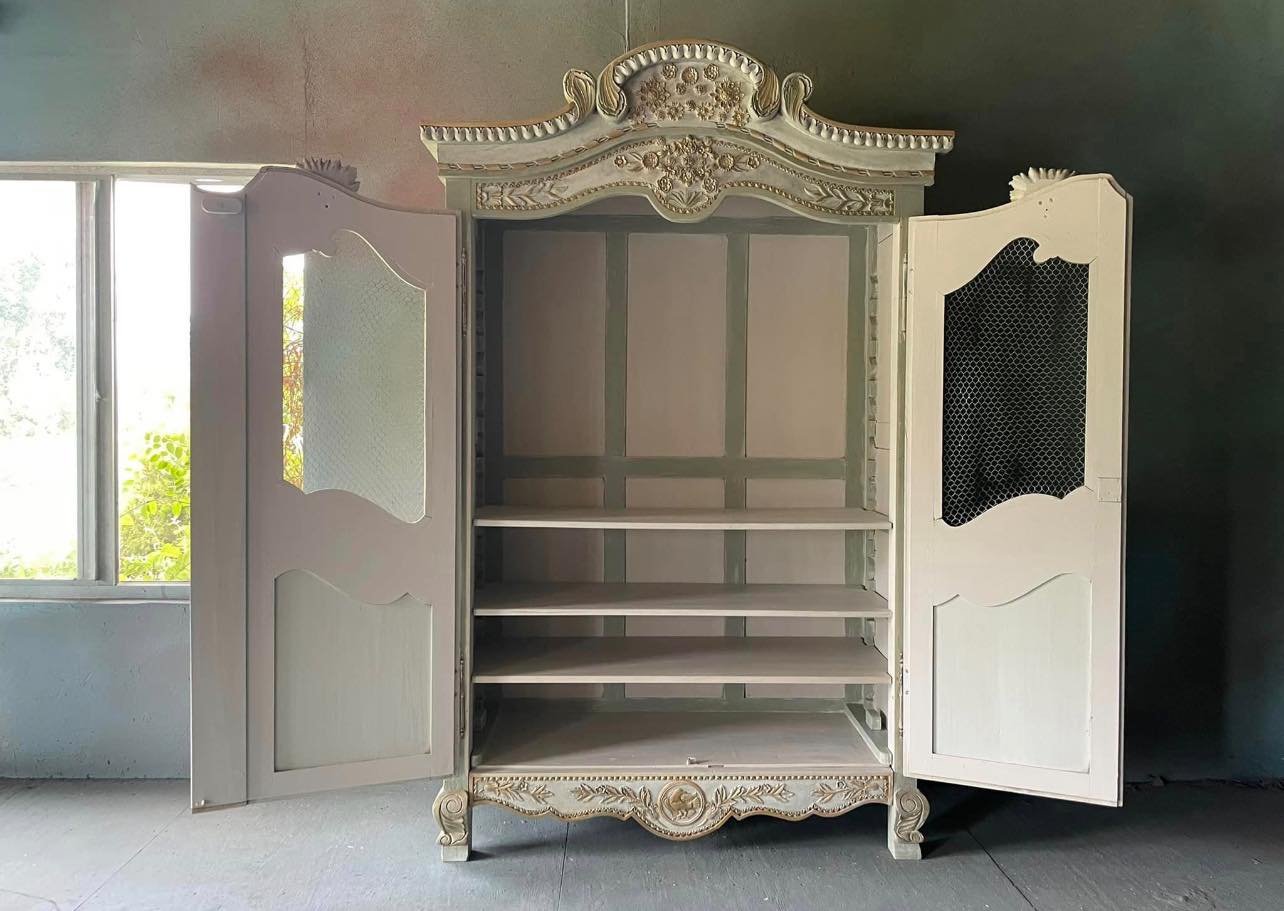 Armoire Custom Order Option: Beautiful Vintage Green Hand-Painted French Armoire