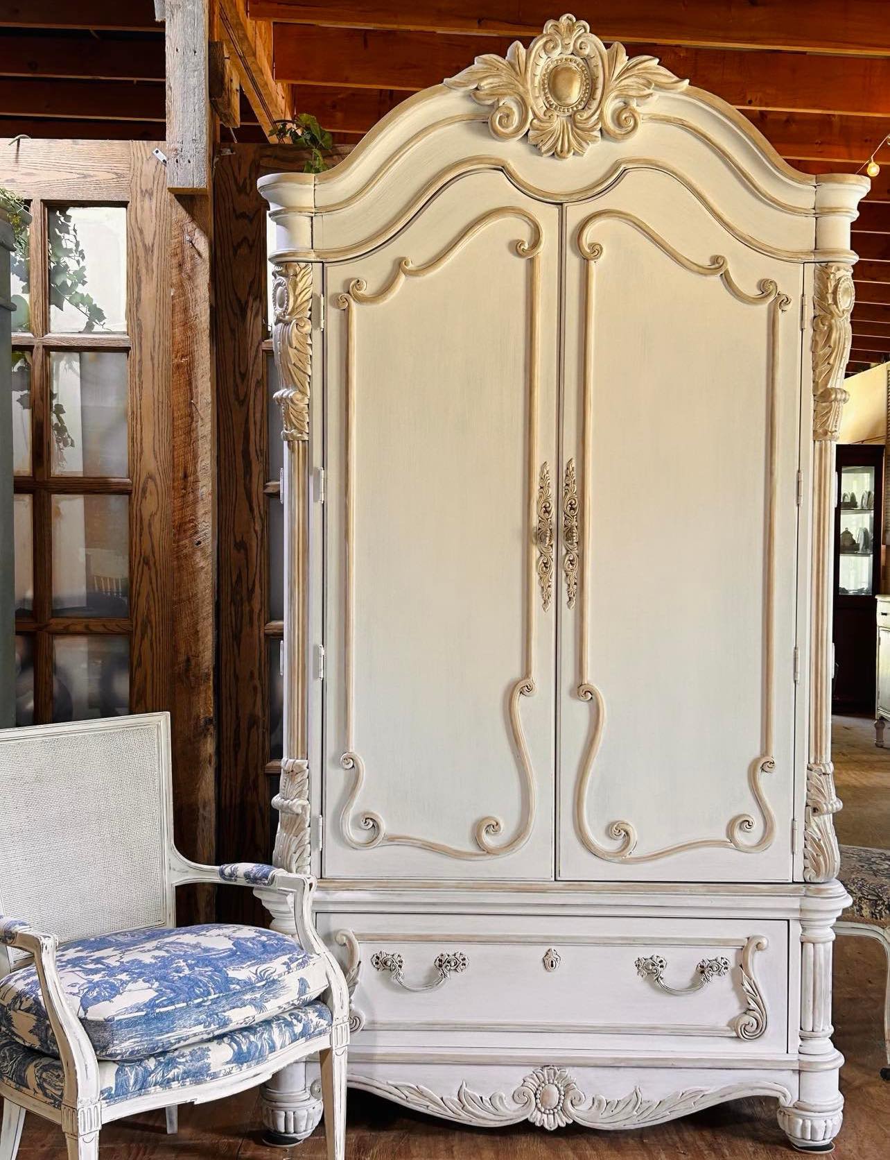 Custom Order Option: Edwardian Style White Armoire/Wardrobe