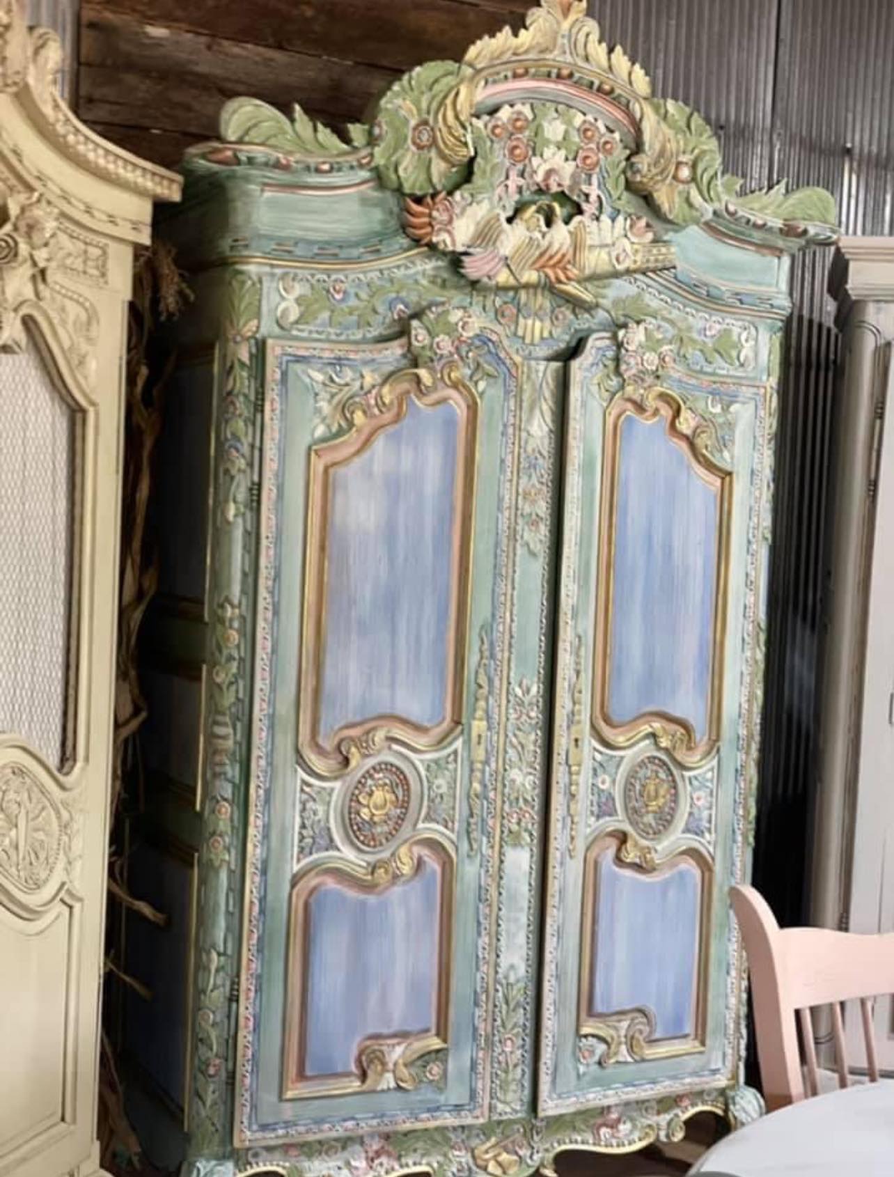 Custom Order Option: Vintage French Style Hand-Painted Wedding Armoire/Wardrobe