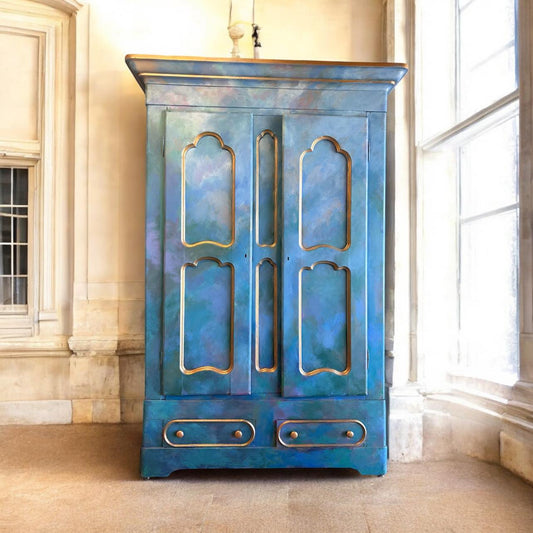 Luxury Hand-Painted Antique Knockdown Armoire Wardrobe