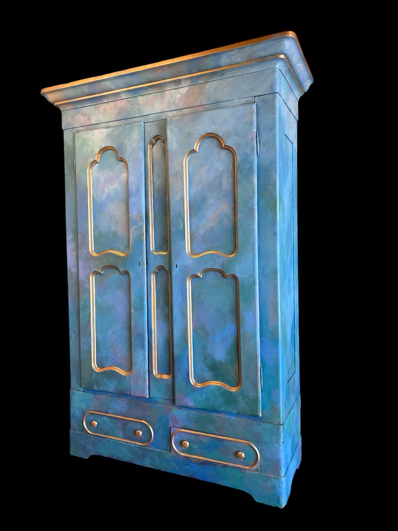 Luxury Hand-Painted Antique Knockdown Armoire Wardrobe