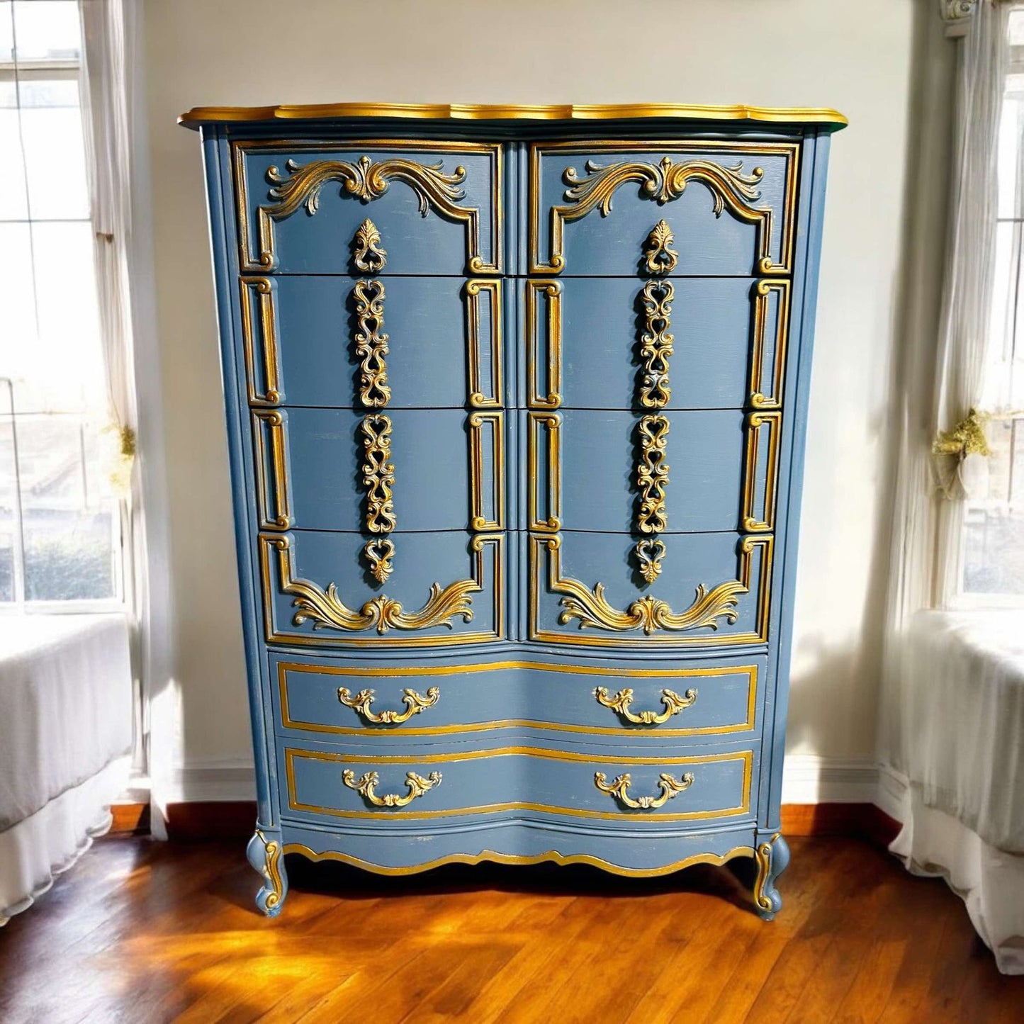 Blue Vintage French Chest of Drawers