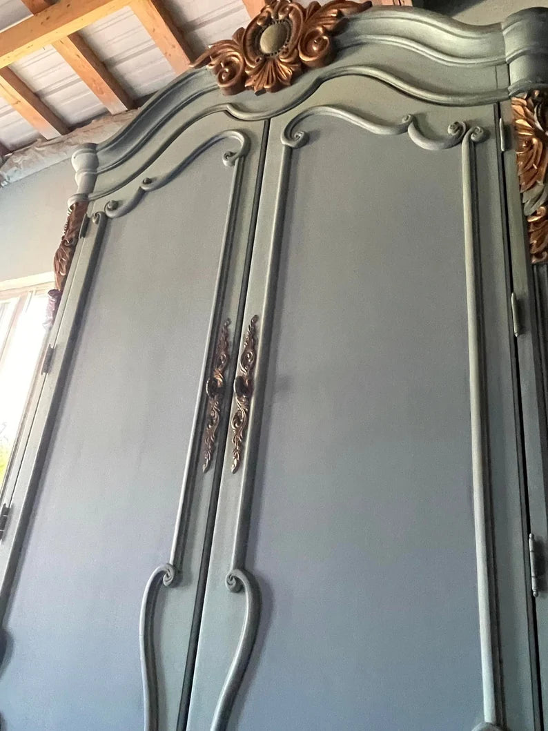 Custom Order Option: Pale French Blue and Copper Armoire/Wardrobe