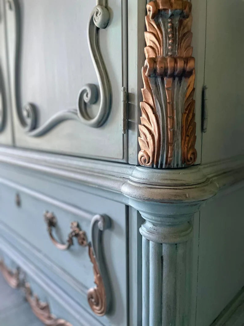 Custom Order Option: Pale French Blue and Copper Armoire/Wardrobe